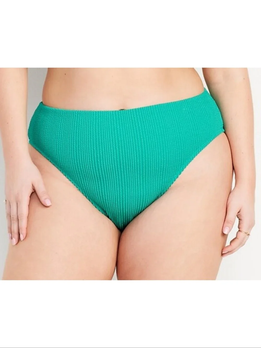 Old Navy High Waisted Textured French Cut Bikini Bottoms Green Size 3X